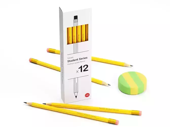 Yellow Pencil Set and Eraser