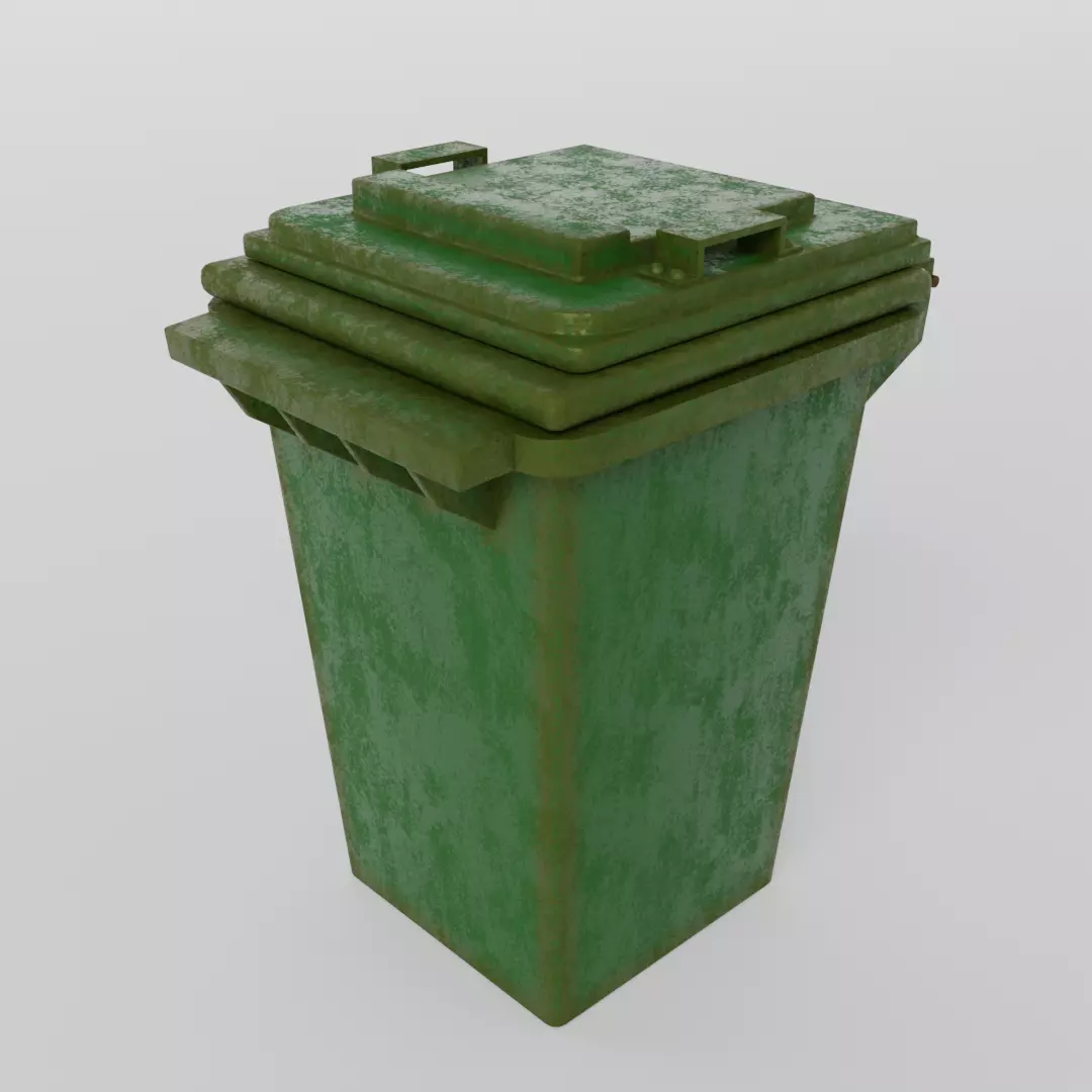 garbage container Low-poly 3D model_0