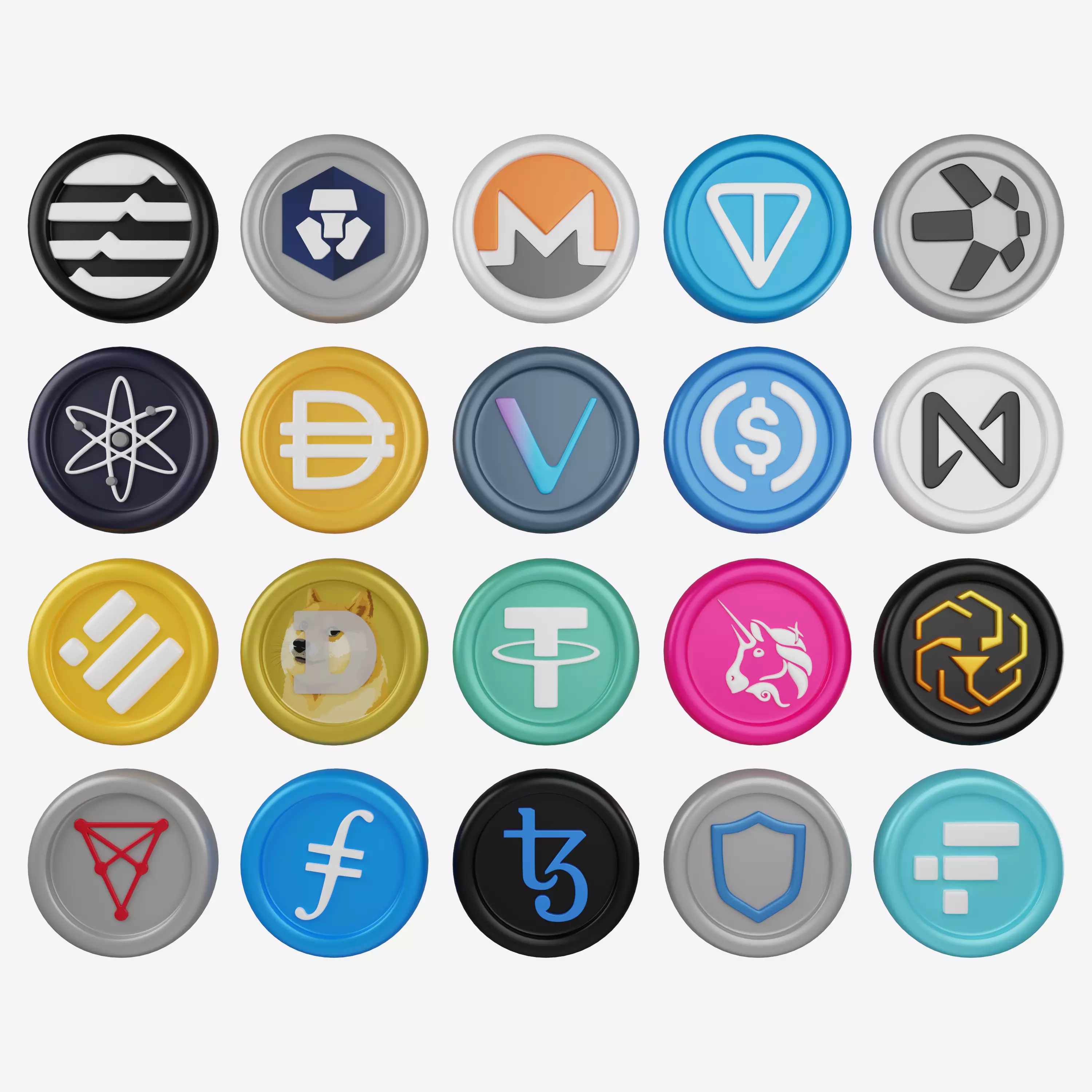 20 Cryptocurrency coin pack with cartoon style Part 2 3D model_0