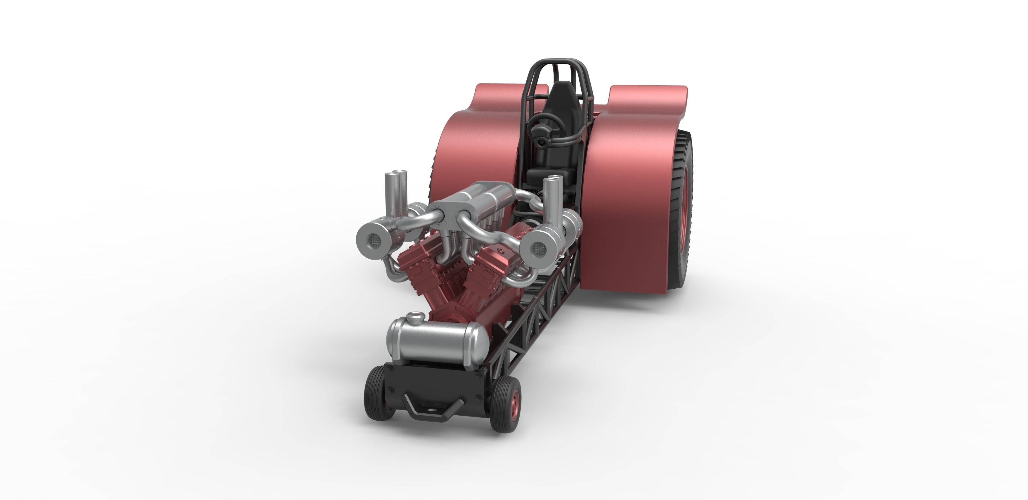 Pulling tractor with turbo engine V12 Version 2 Scale 1 to 25 3D print model_4
