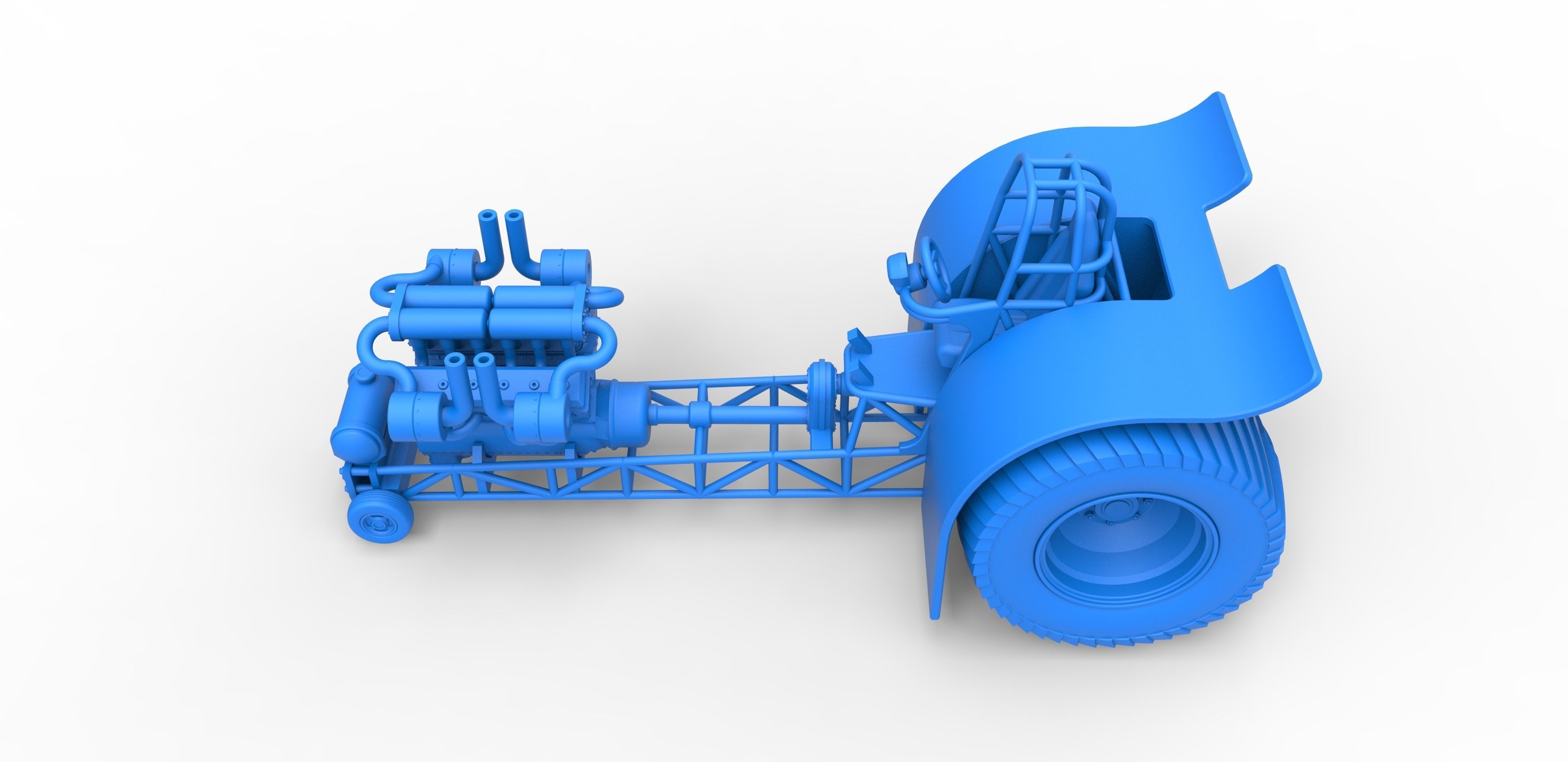 Pulling tractor with turbo engine V12 Version 2 Scale 1 to 25 3D print model_23