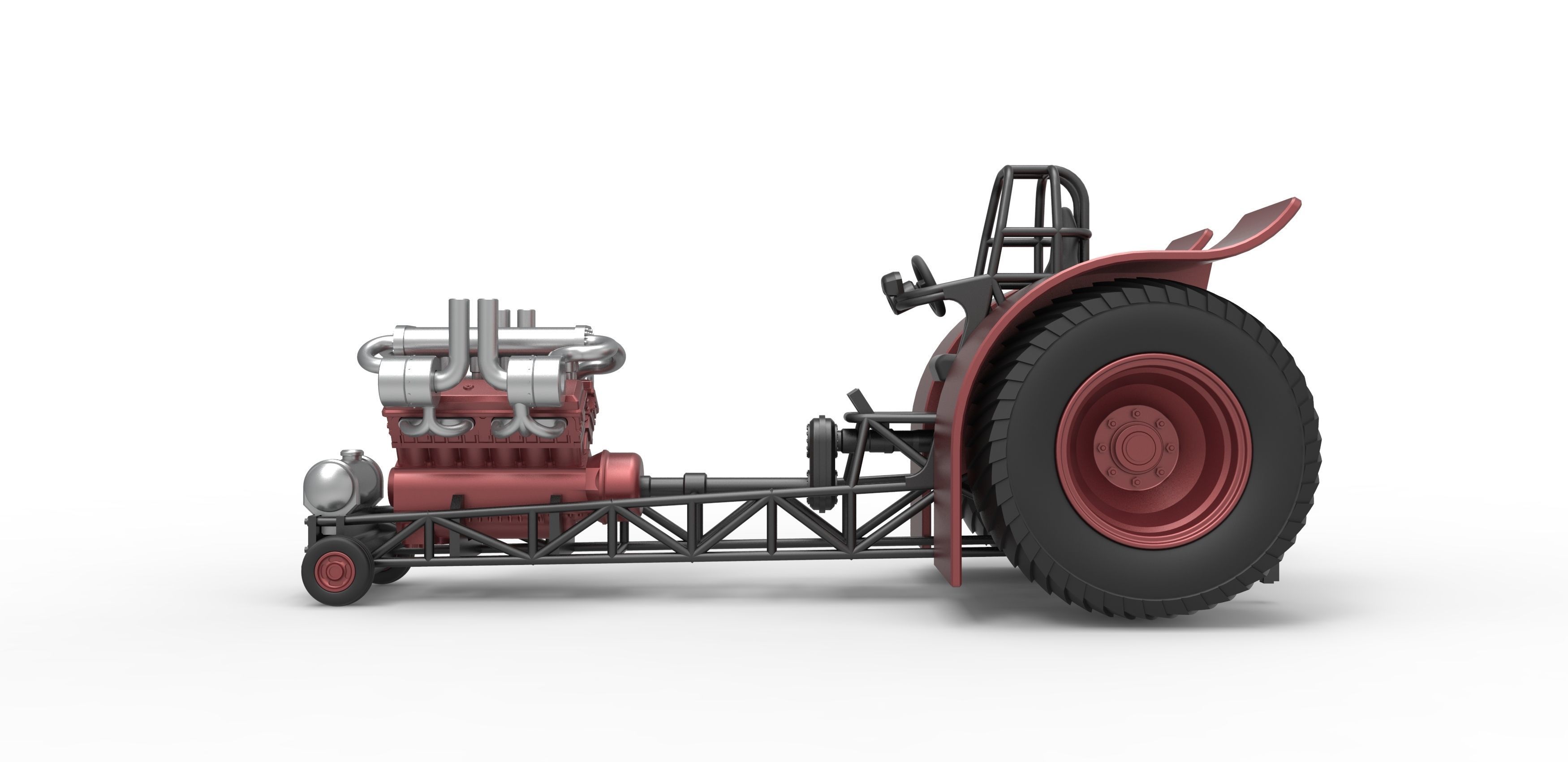 Pulling tractor with turbo engine V12 Version 2 Scale 1 to 25 3D print model_8