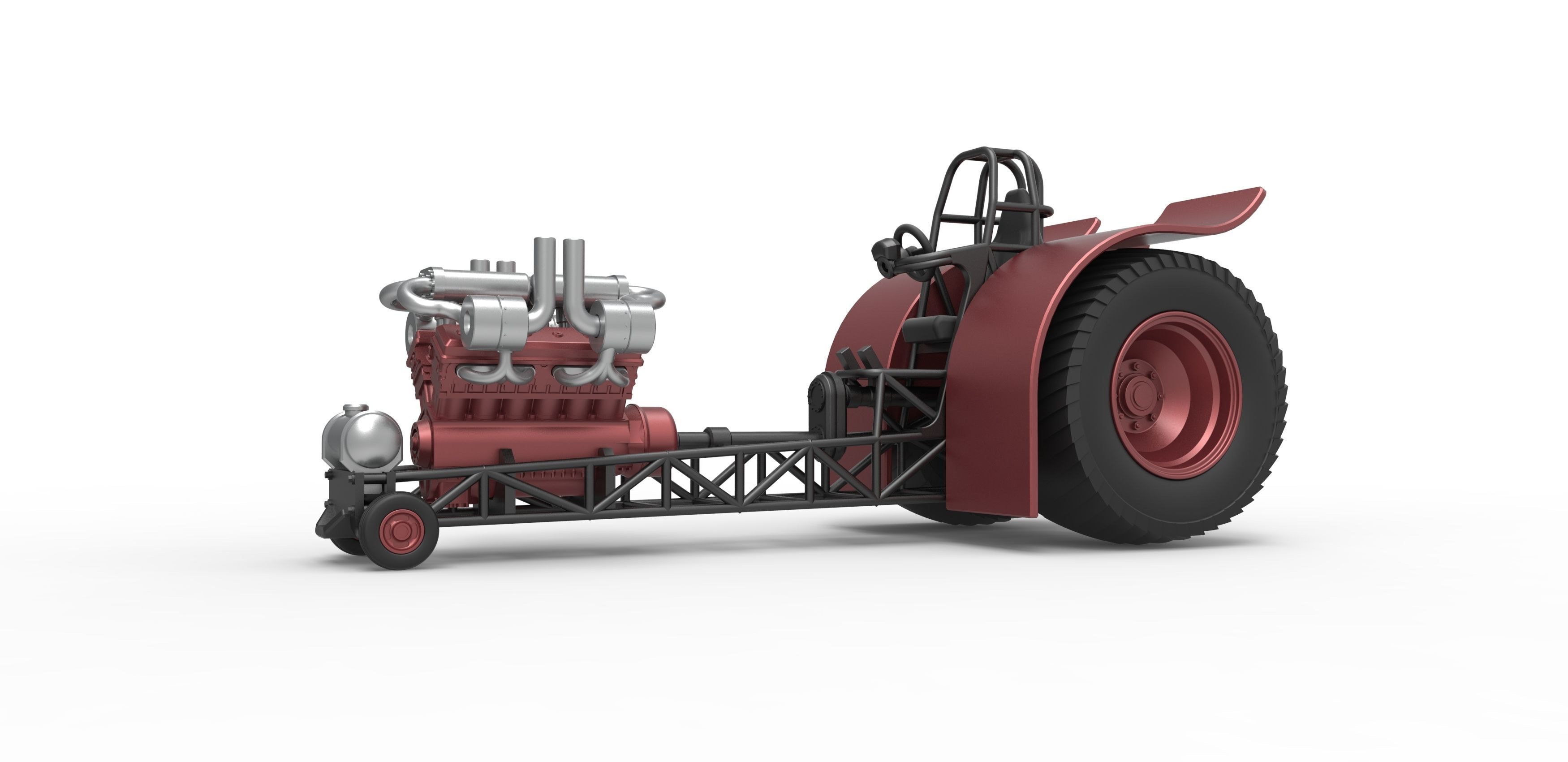 Pulling tractor with turbo engine V12 Version 2 Scale 1 to 25 3D print model_2