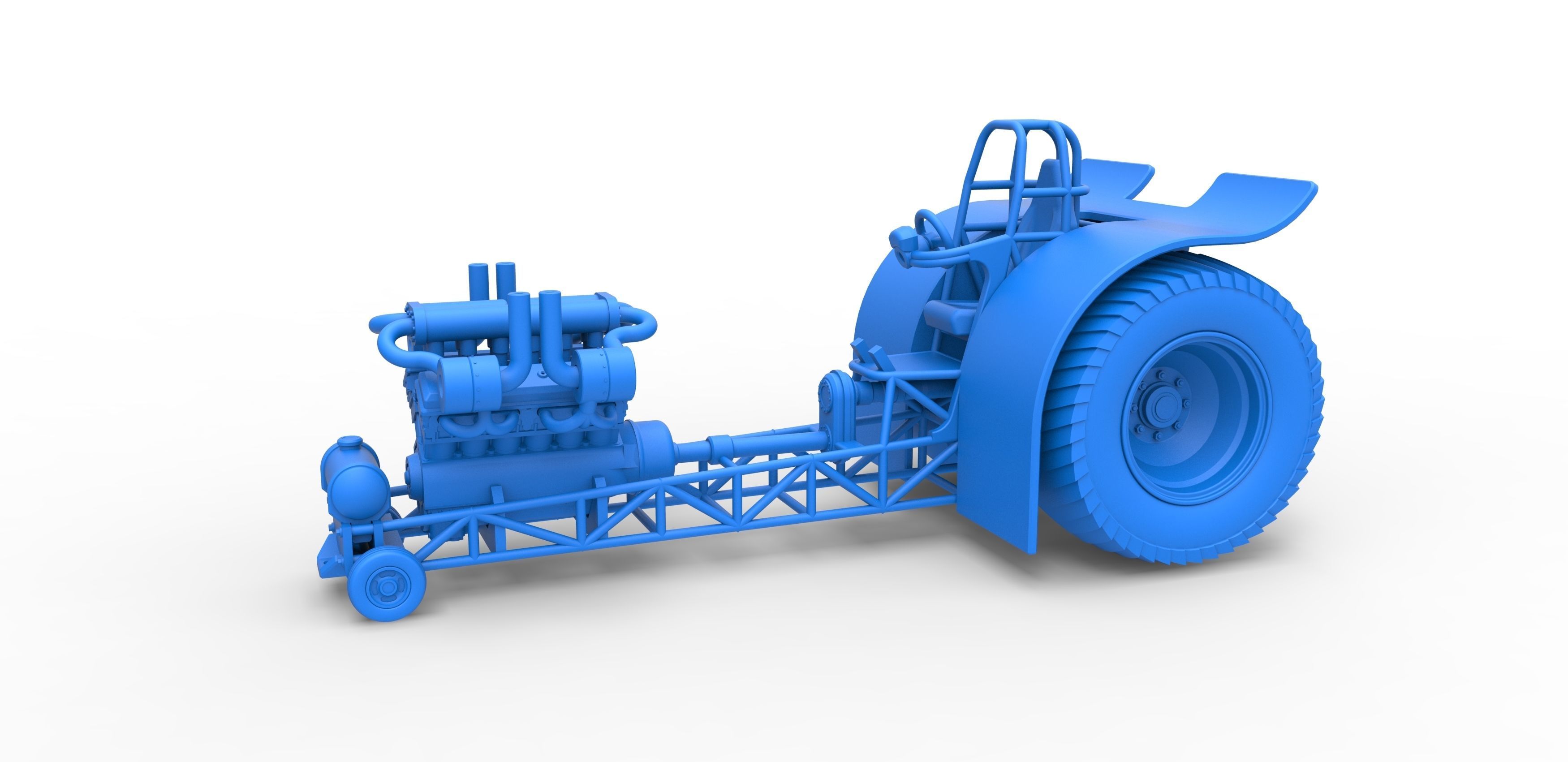 Pulling tractor with turbo engine V12 Version 2 Scale 1 to 25 3D print model_15