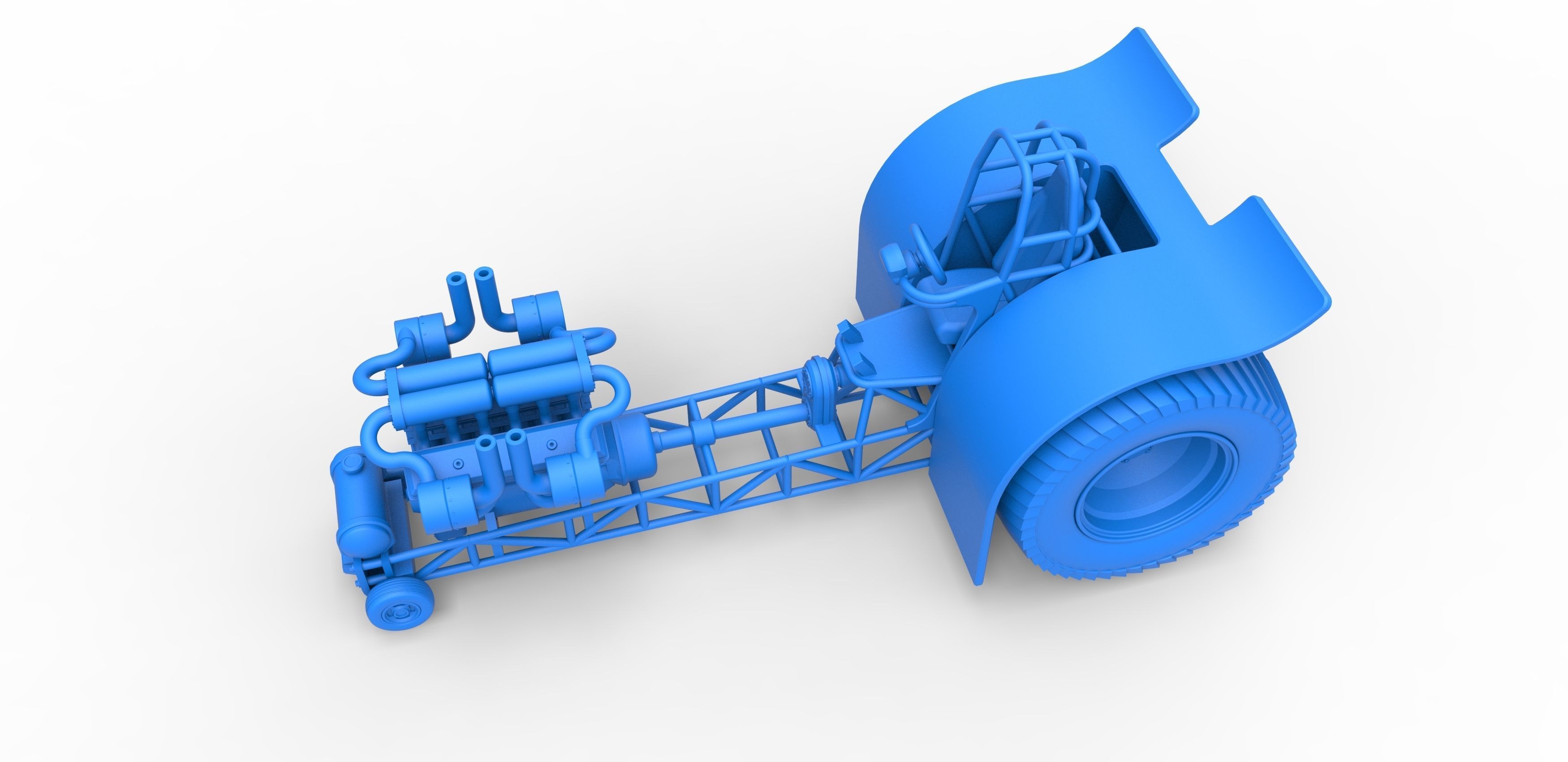 Pulling tractor with turbo engine V12 Version 2 Scale 1 to 25 3D print model_17