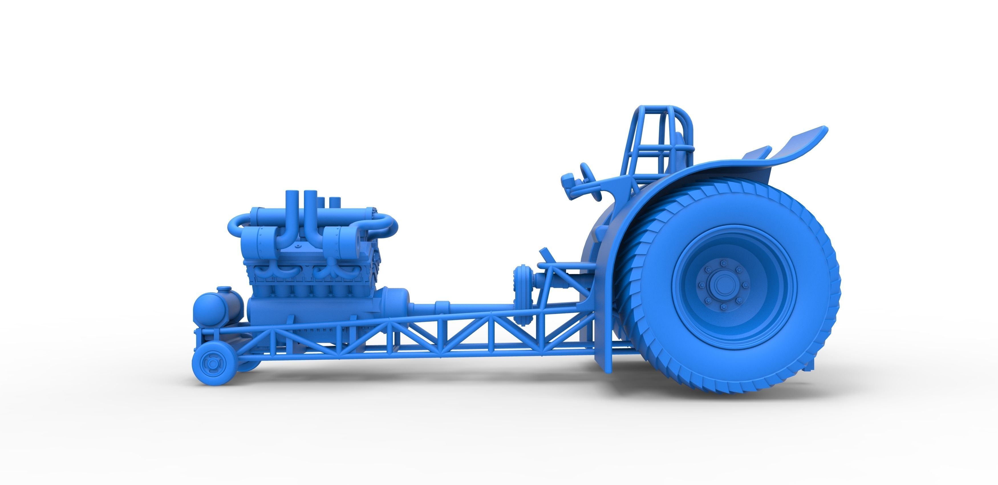 Pulling tractor with turbo engine V12 Version 2 Scale 1 to 25 3D print model_22