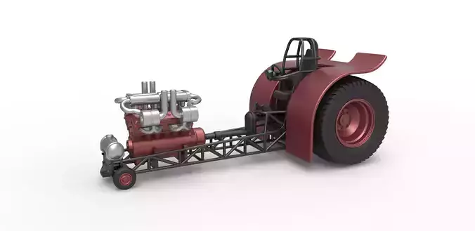 Pulling tractor with turbo engine V12 Version 2 Scale 1 to 25