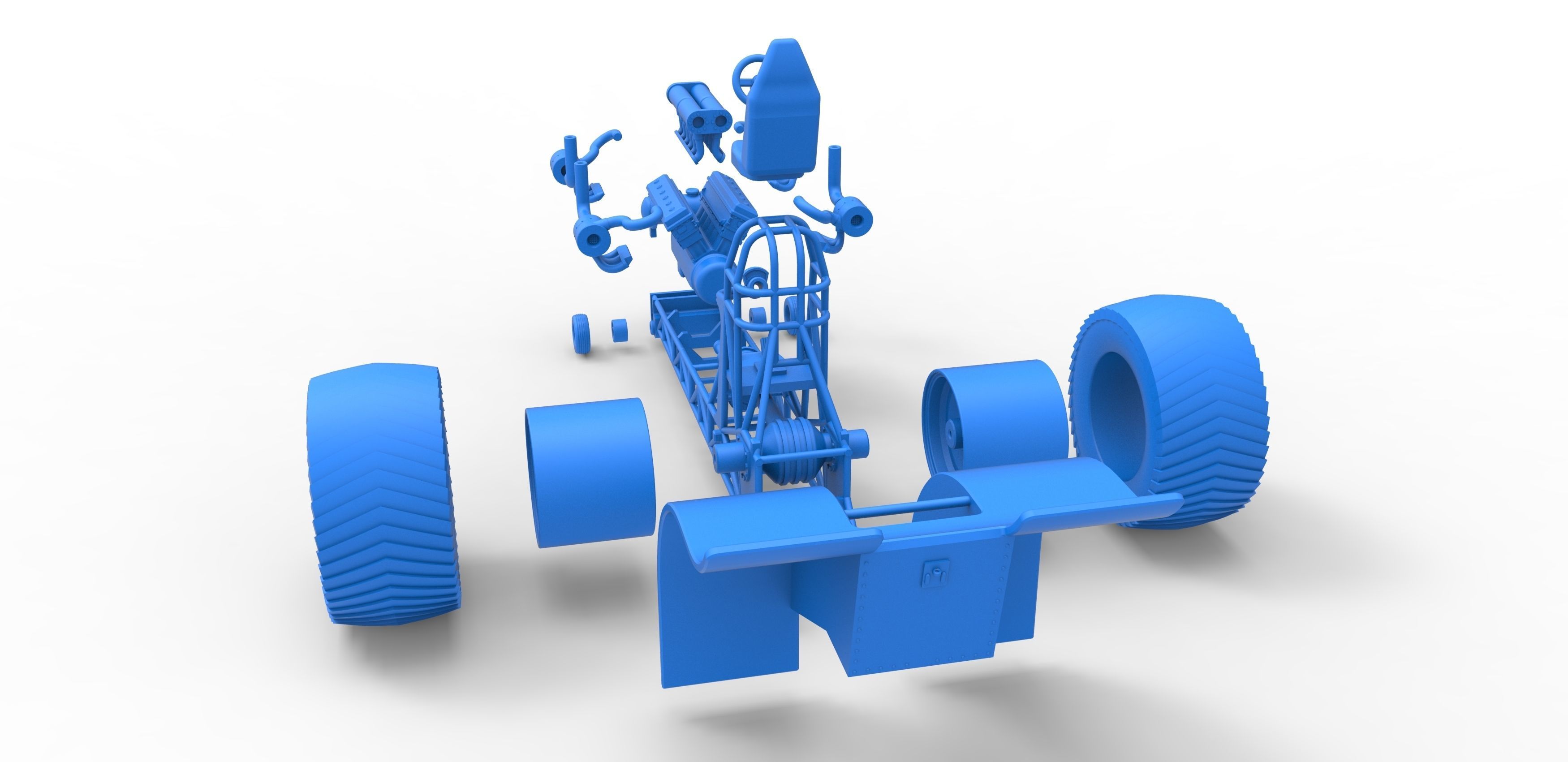 Pulling tractor with turbo engine V12 Version 2 Scale 1 to 25 3D print model_36