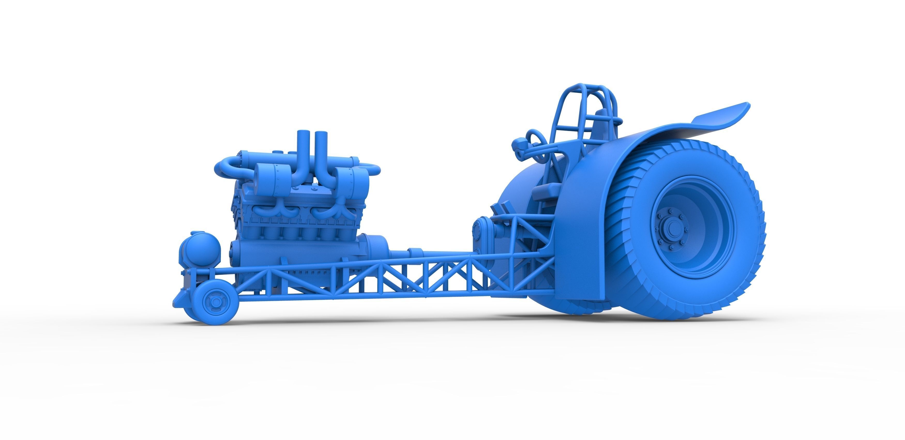 Pulling tractor with turbo engine V12 Version 2 Scale 1 to 25 3D print model_16