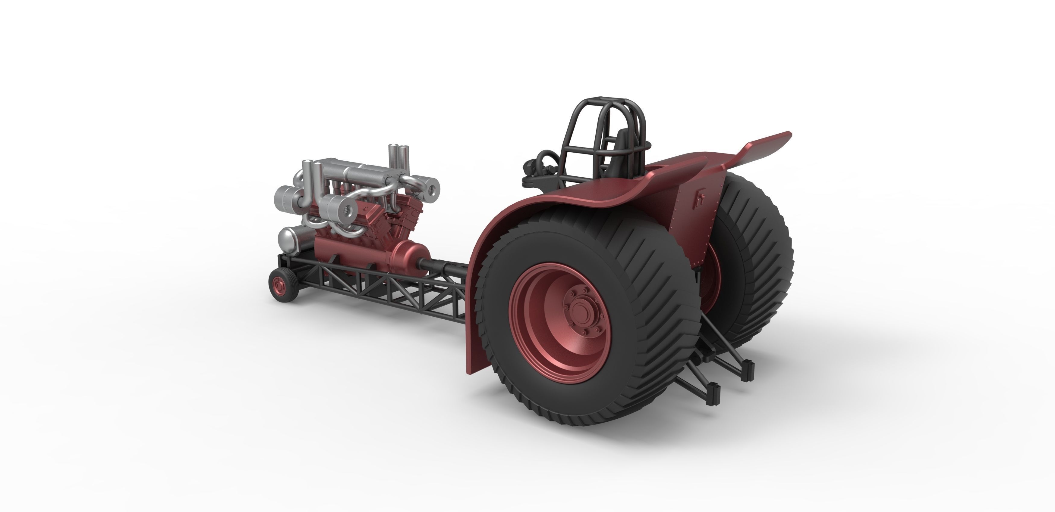 Pulling tractor with turbo engine V12 Version 2 Scale 1 to 25 3D print model_11
