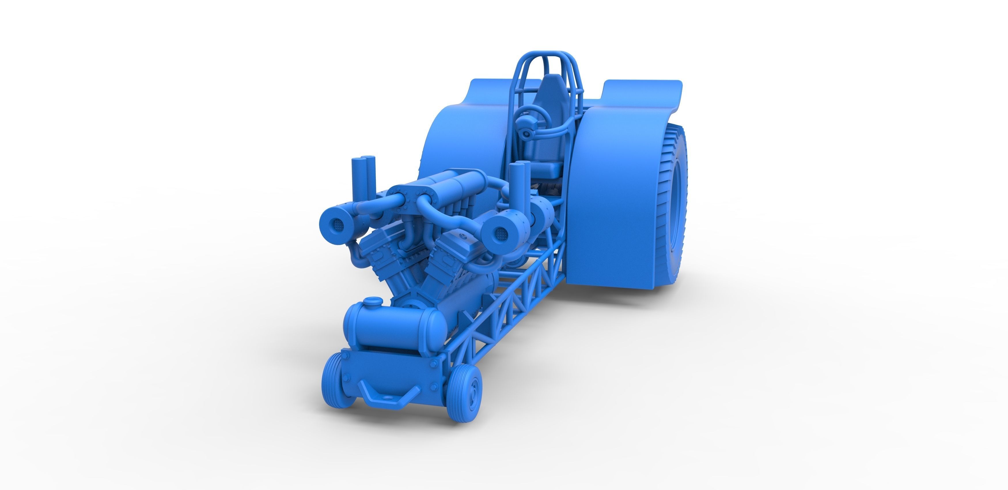 Pulling tractor with turbo engine V12 Version 2 Scale 1 to 25 3D print model_18