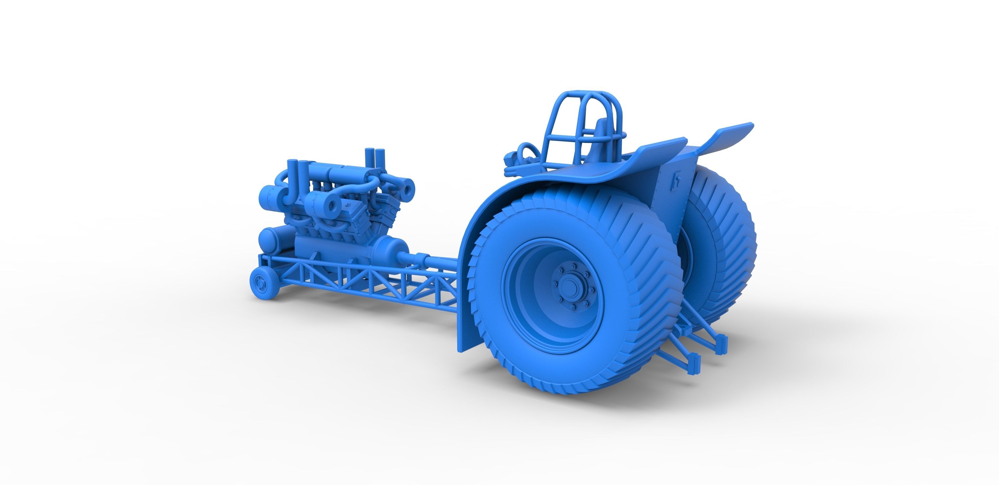Pulling tractor with turbo engine V12 Version 2 Scale 1 to 25 3D print model_25