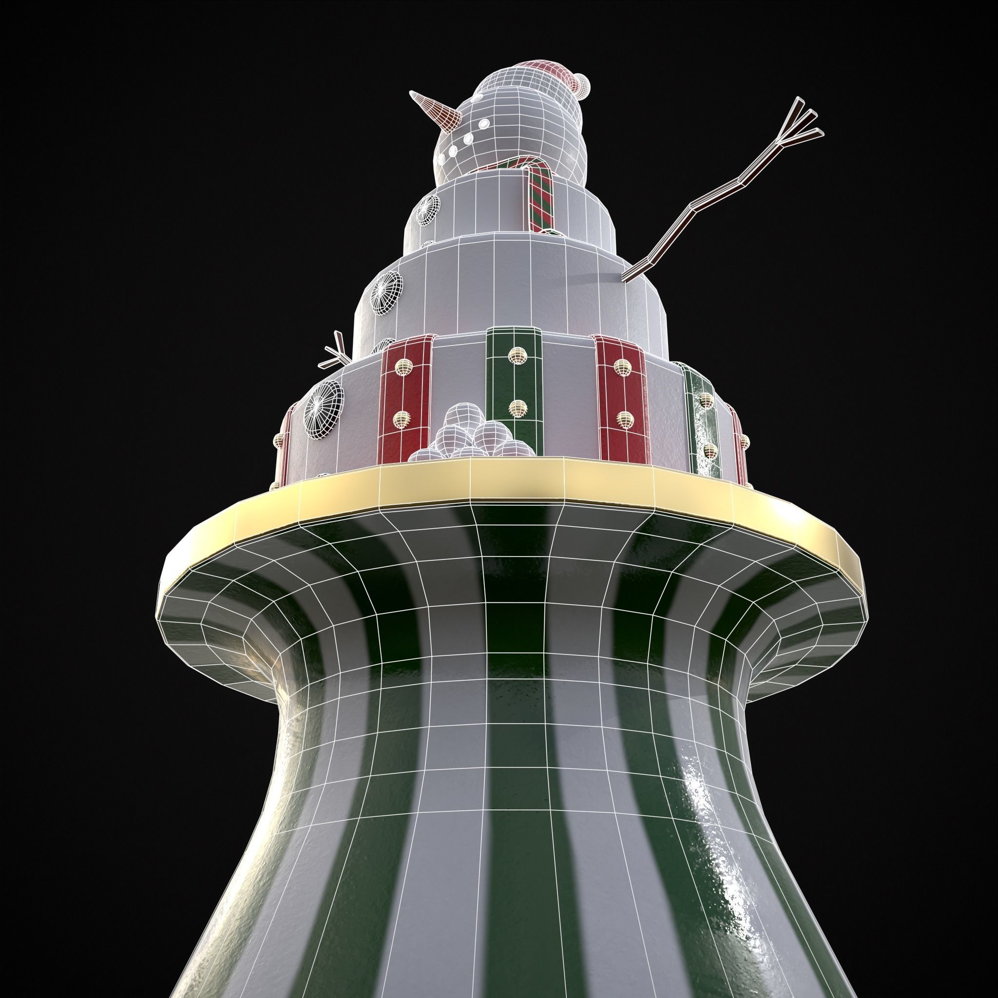 Snowman Layered Cake Low-poly 3D model_16
