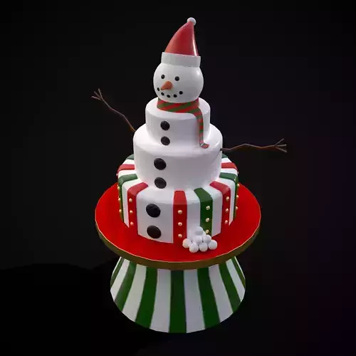 Snowman Layered Cake Low-poly 3D model