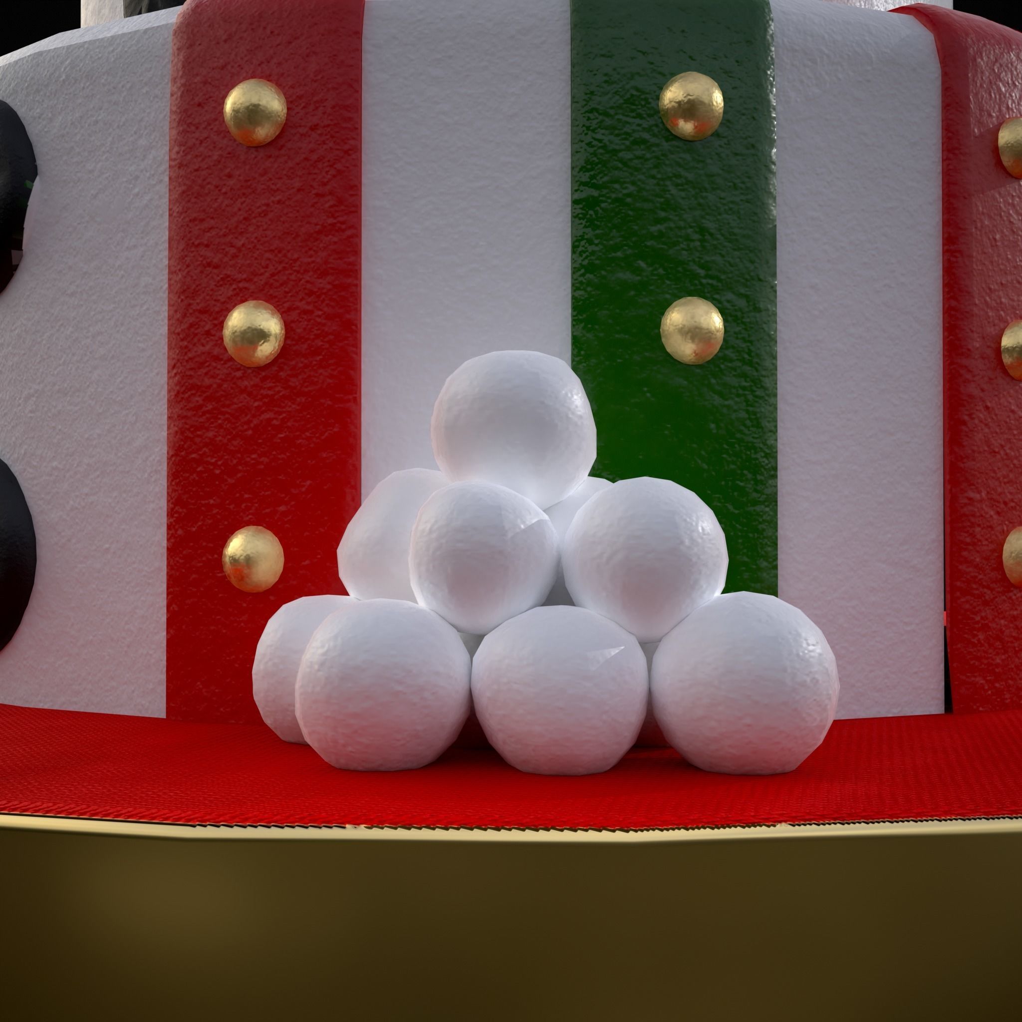 Snowman Layered Cake Low-poly 3D model_9