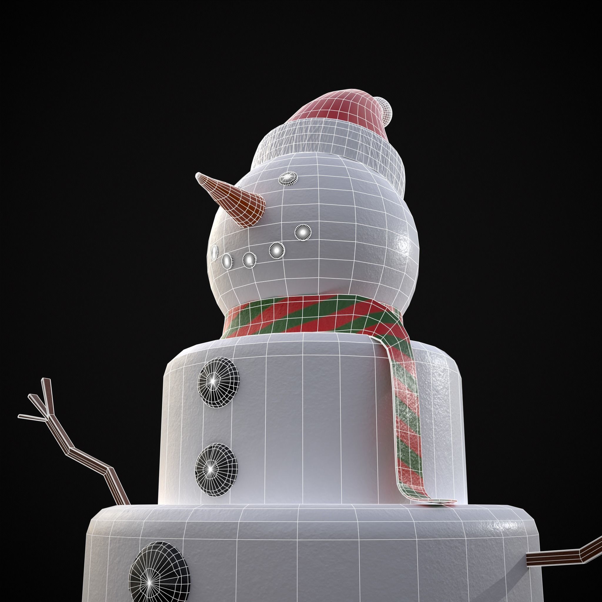 Snowman Layered Cake Low-poly 3D model_8