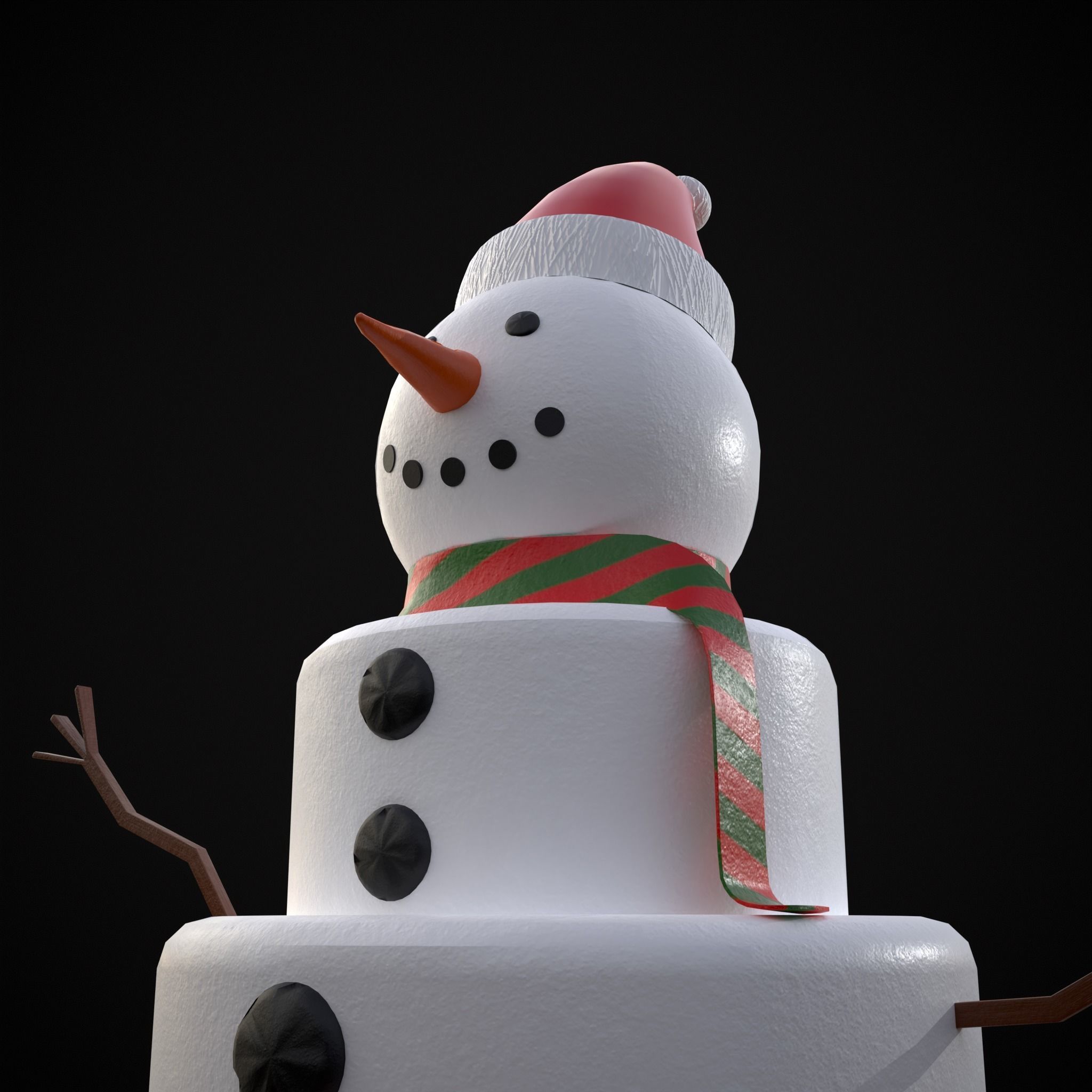 Snowman Layered Cake Low-poly 3D model_7