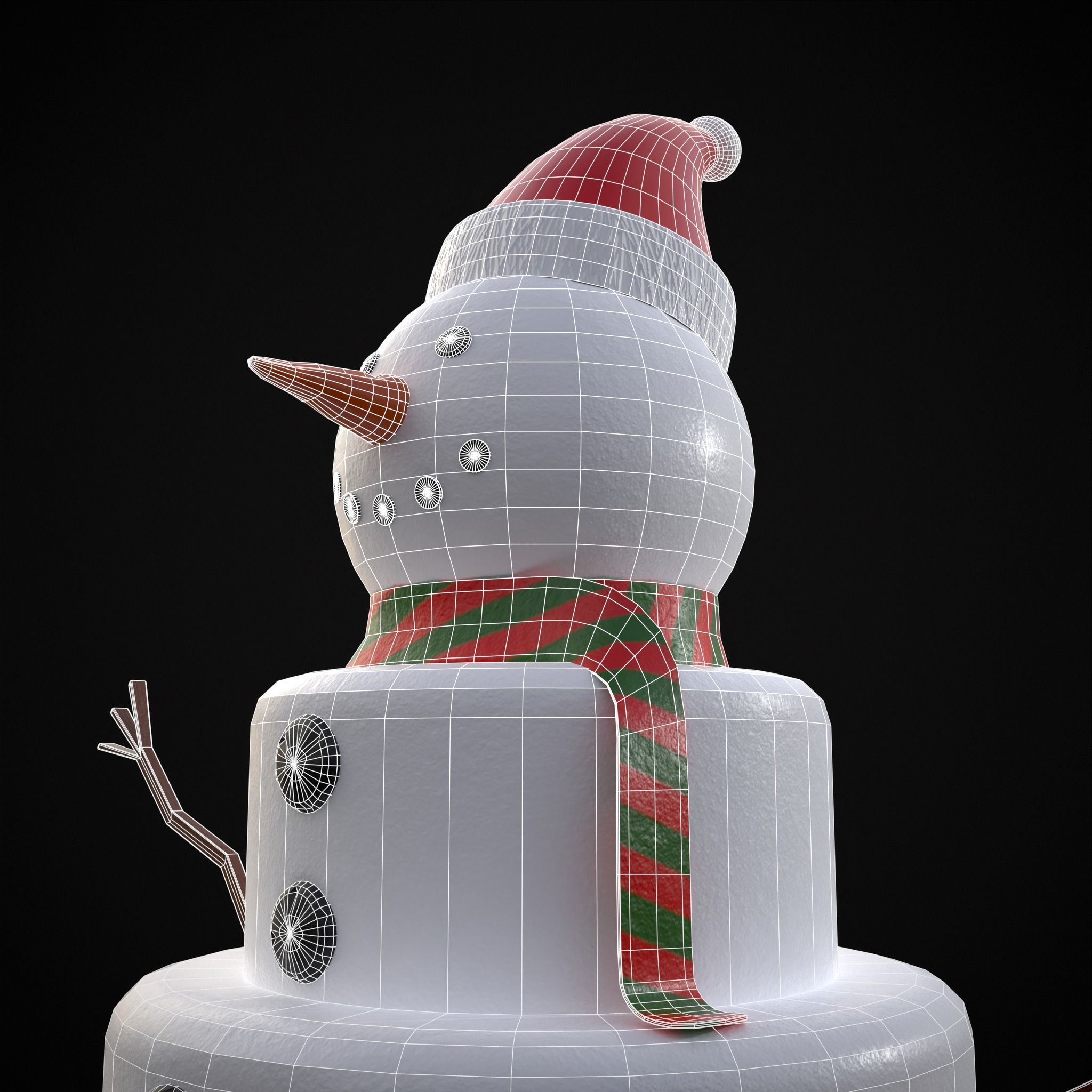 Snowman Layered Cake Low-poly 3D model_20