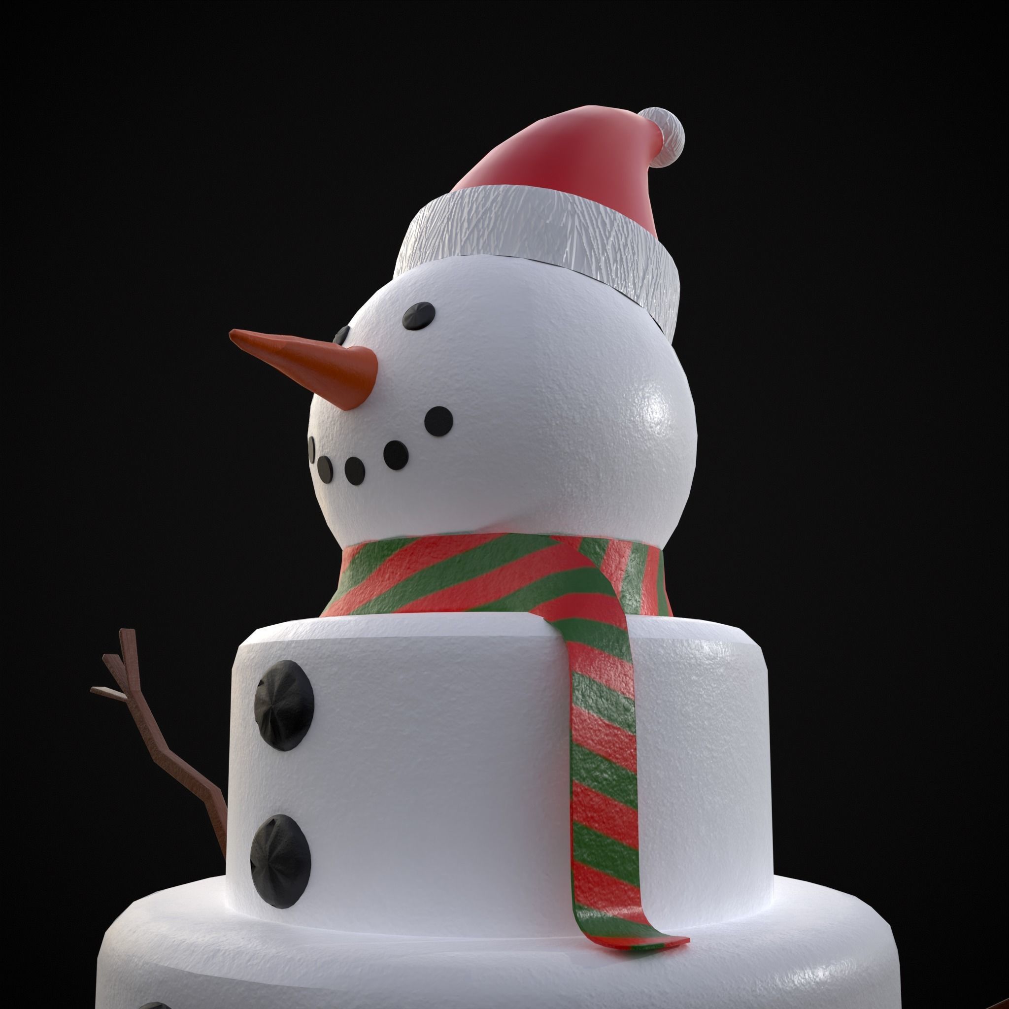 Snowman Layered Cake Low-poly 3D model_19