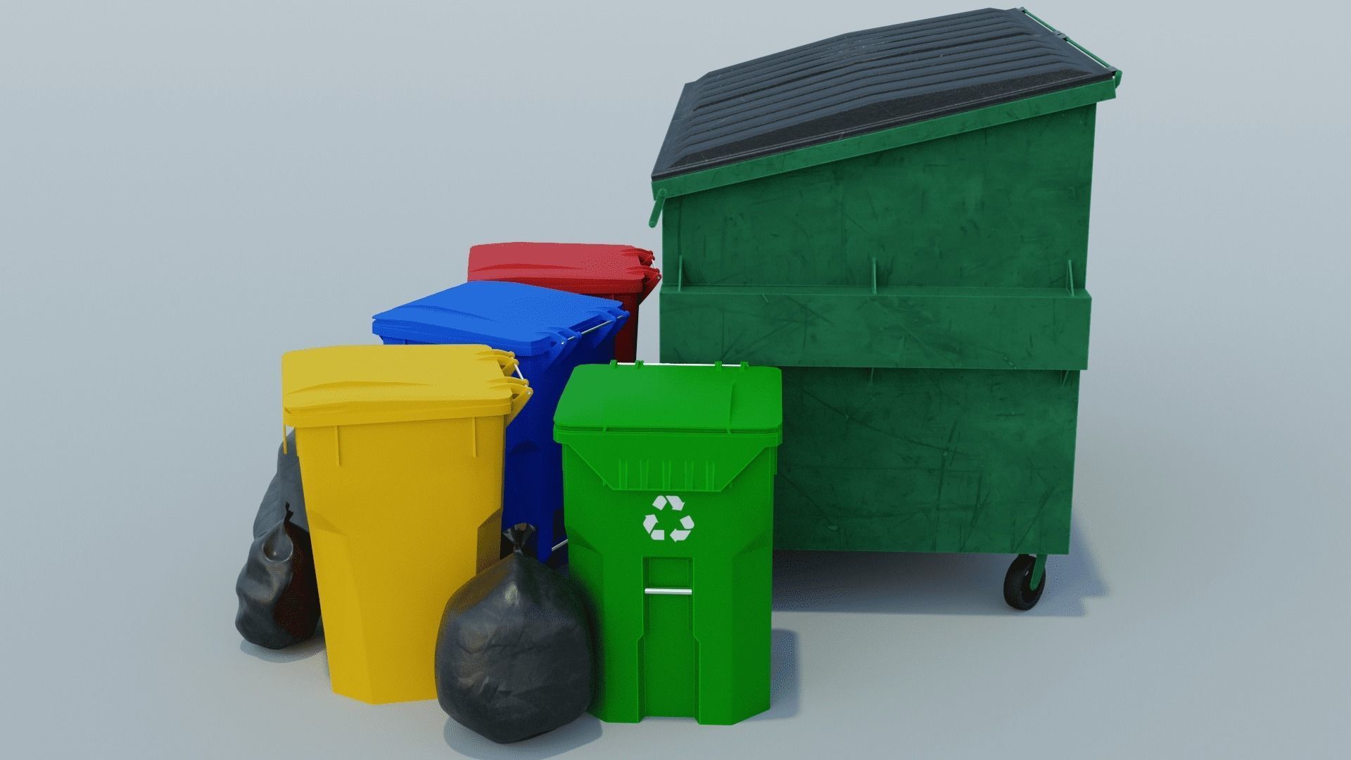 Urban Trash can Pack 3D Model Collection_6