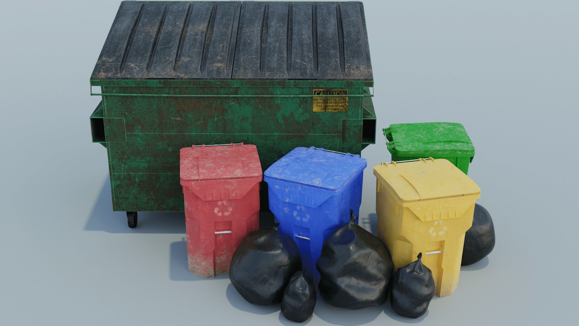 Urban Trash can Pack 3D Model Collection_3