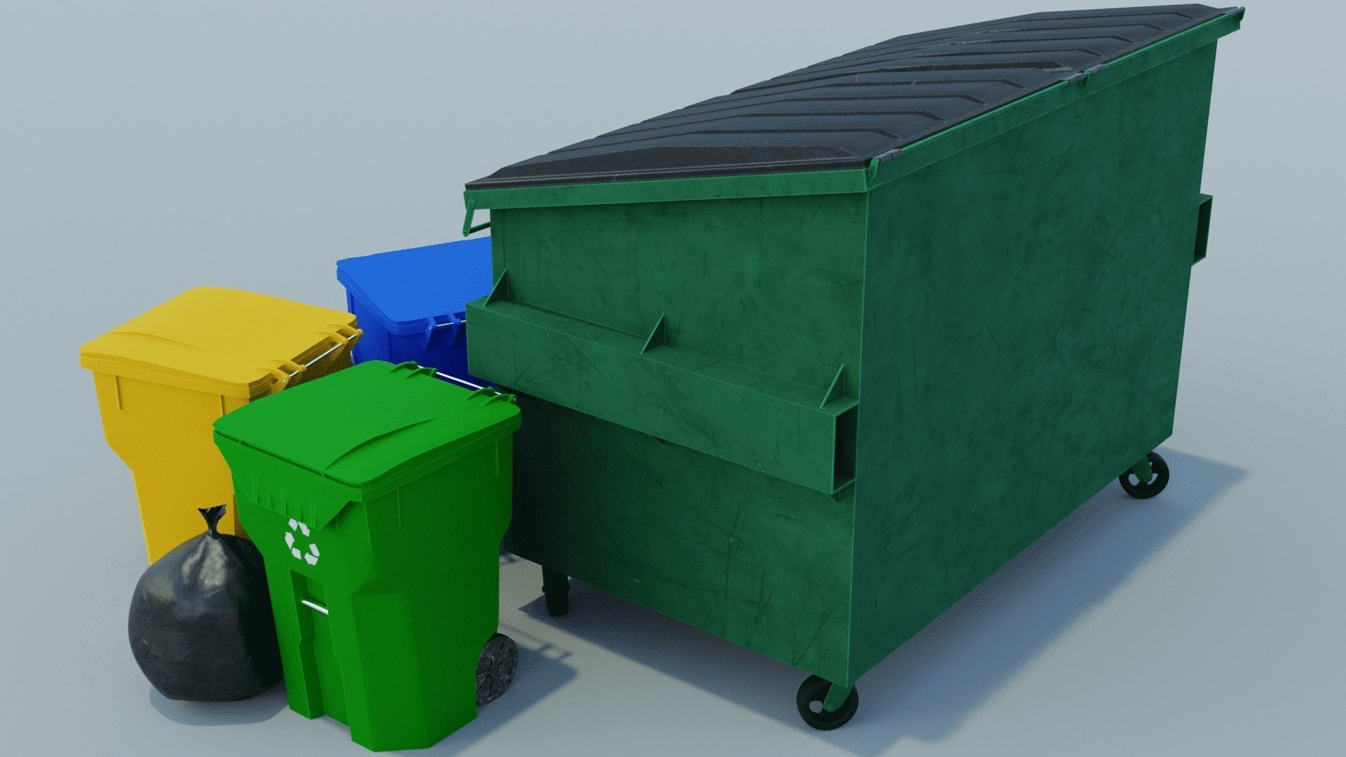 Urban Trash can Pack 3D Model Collection_4