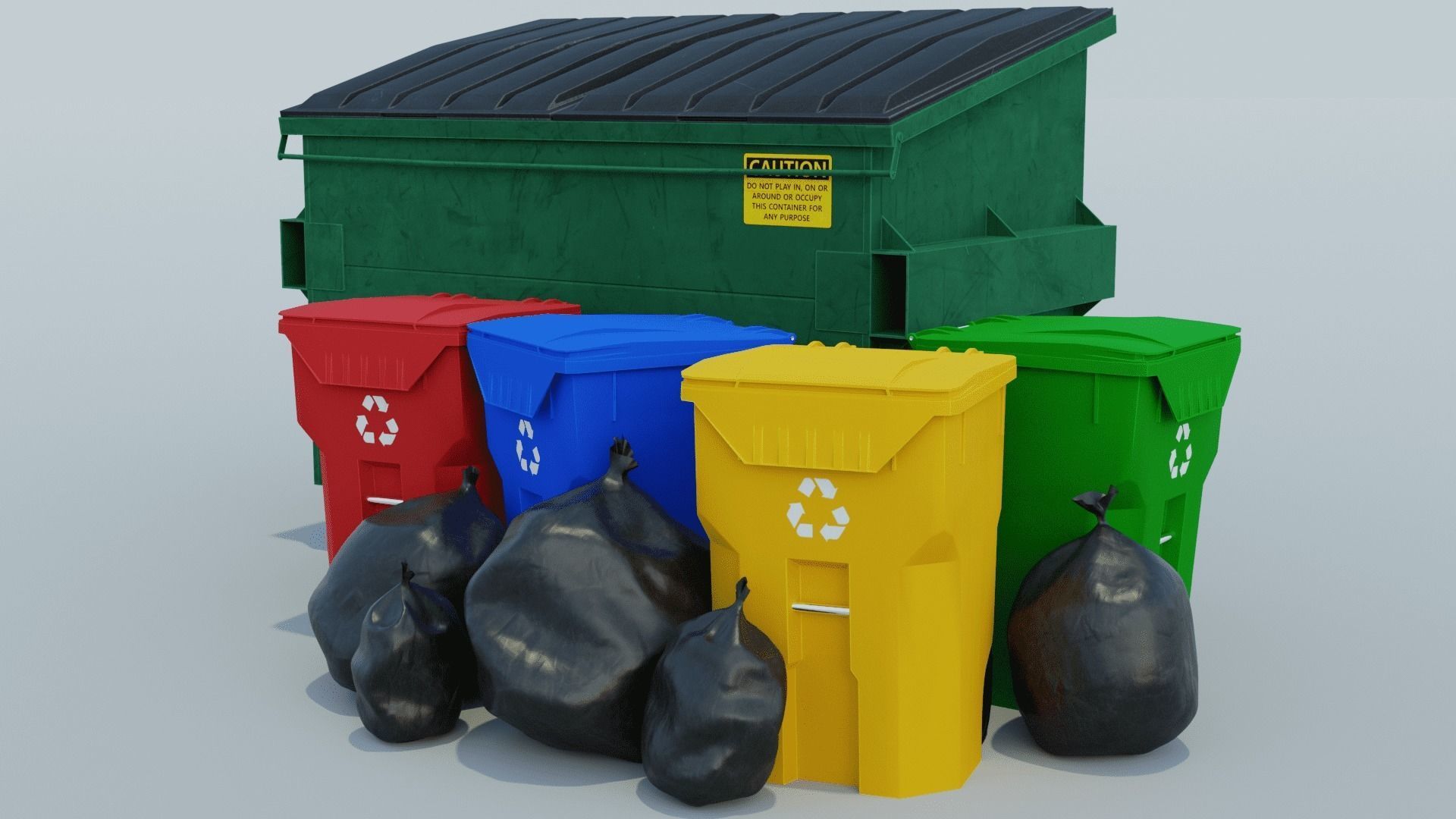 Urban Trash can Pack 3D Model Collection_1
