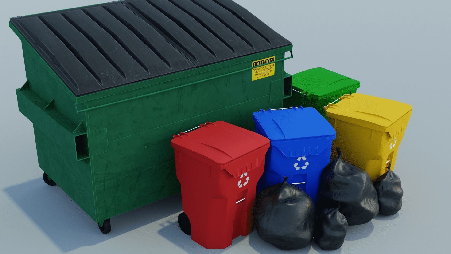 Urban Trash can Pack 3D Model Collection_8