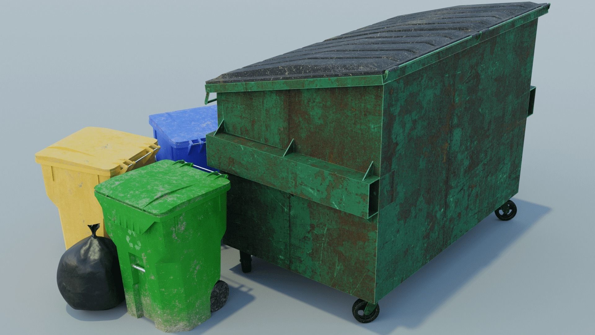 Urban Trash can Pack 3D Model Collection_5