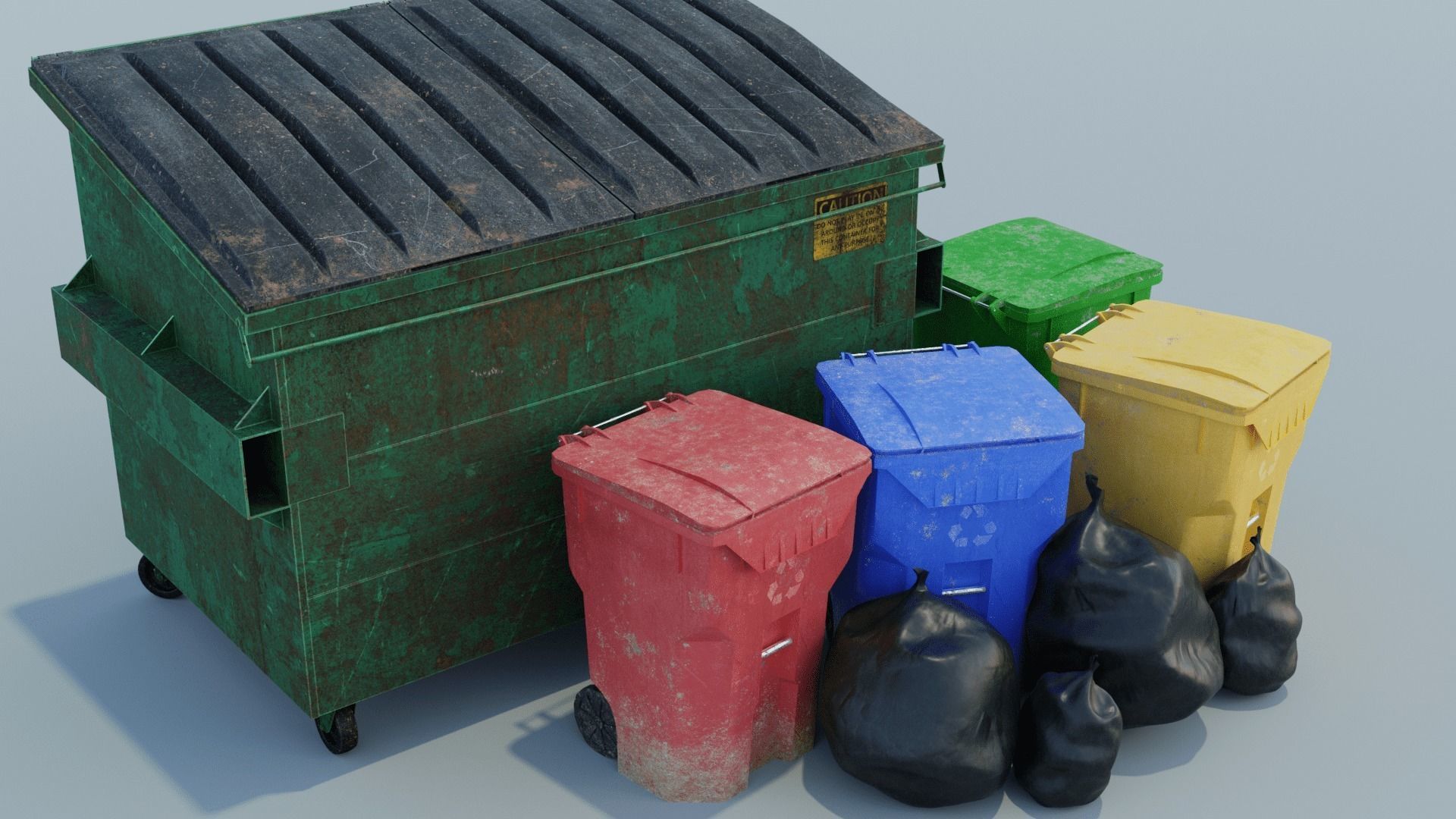 Urban Trash can Pack 3D Model Collection_9