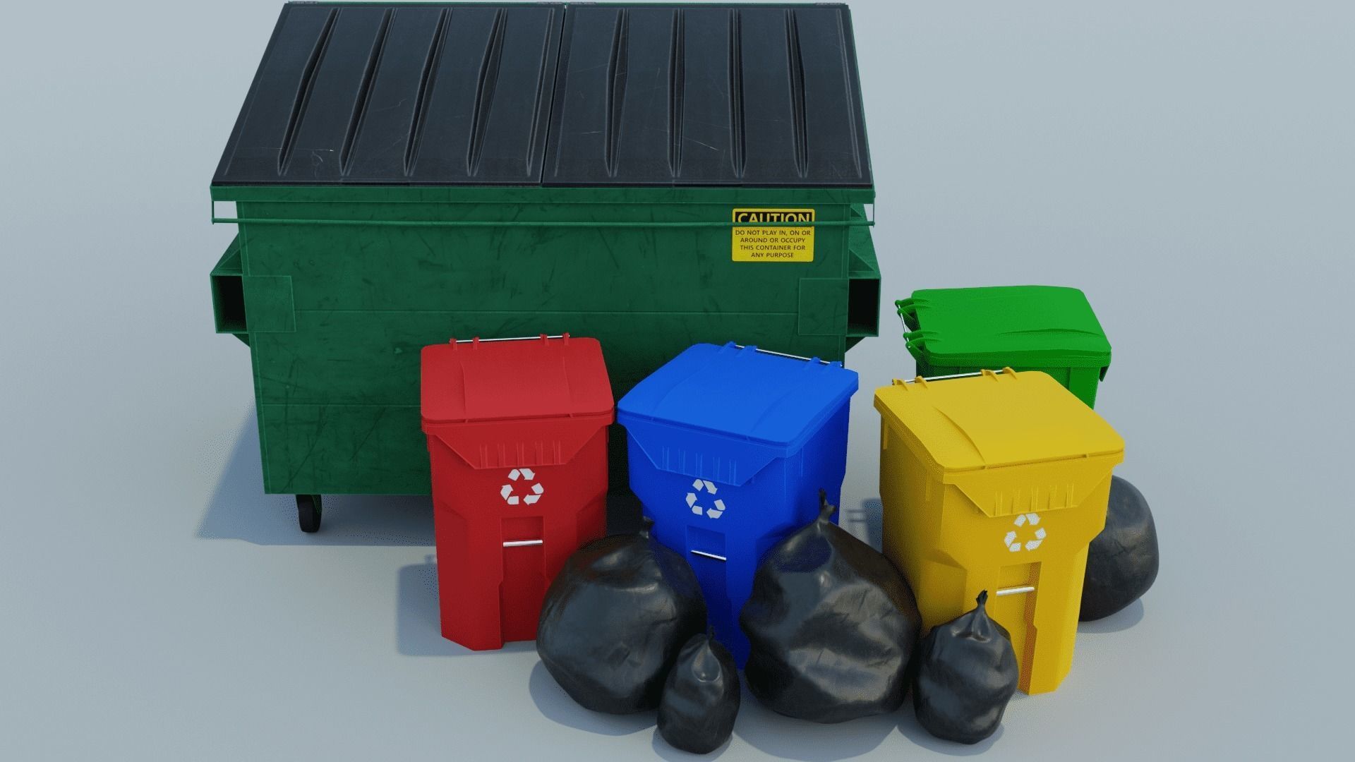 Urban Trash can Pack 3D Model Collection_2
