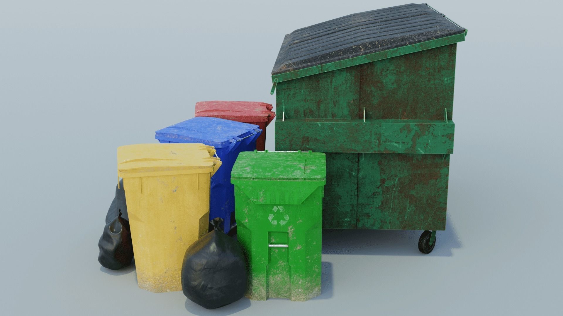 Urban Trash can Pack 3D Model Collection_7