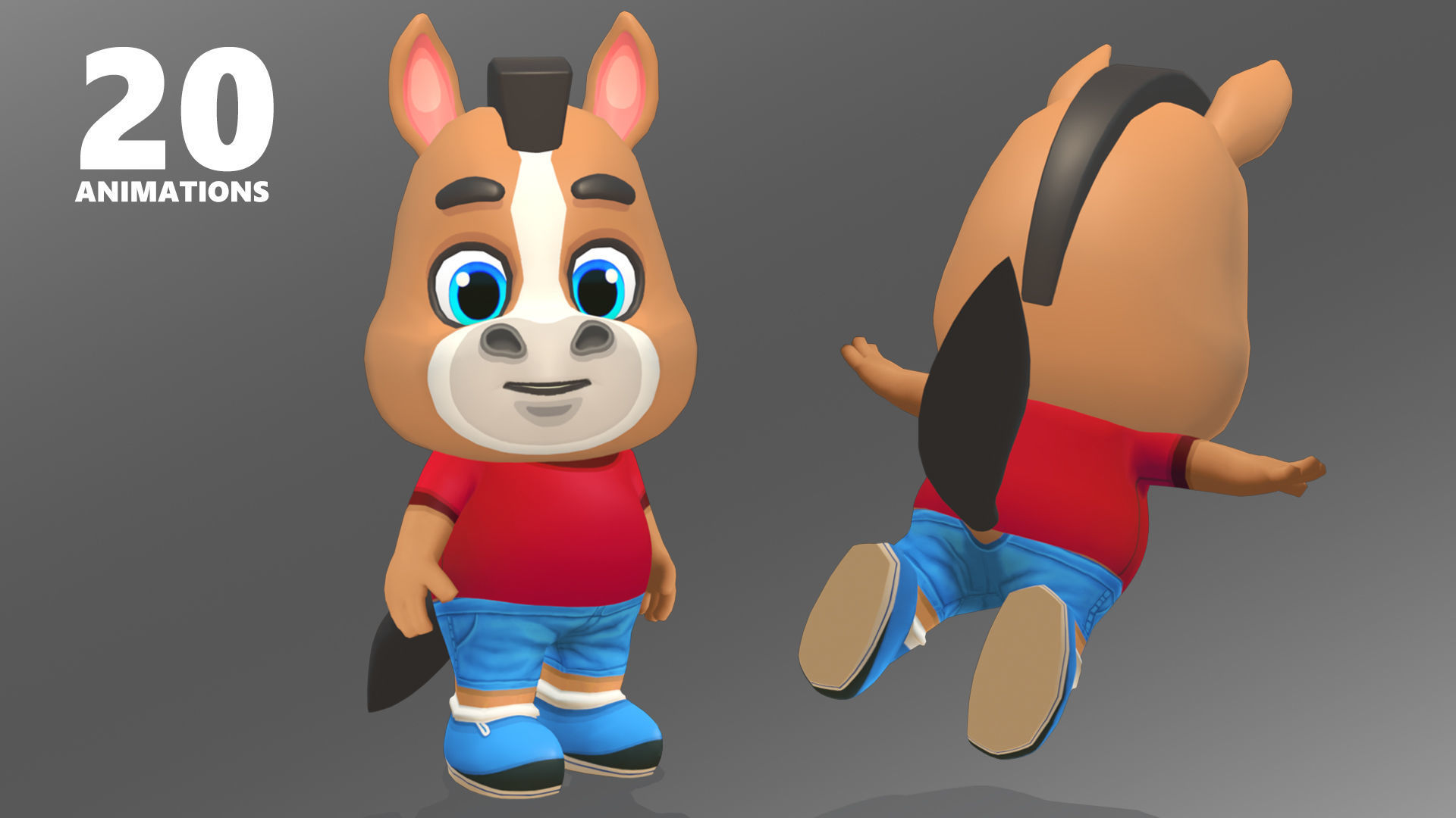 Horse Pony Animated Rigged Low-poly 3D model_4