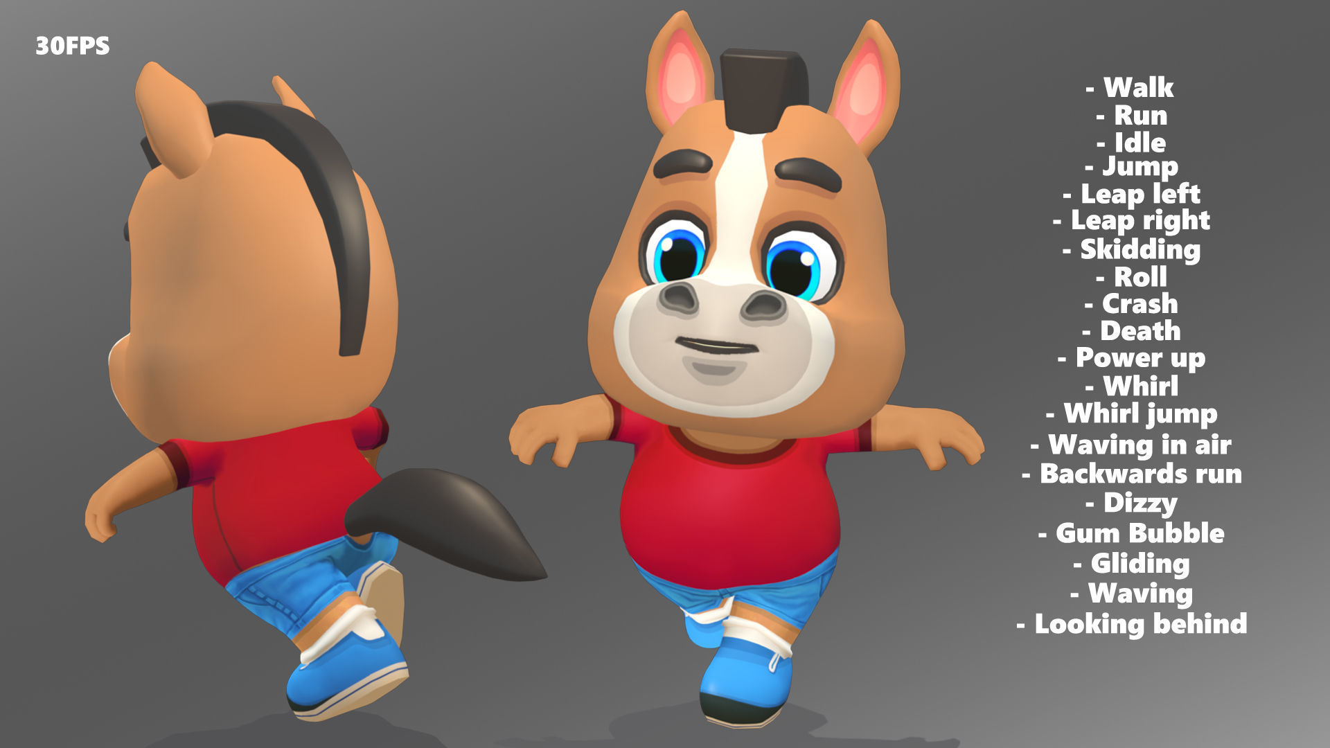 Horse Pony Animated Rigged Low-poly 3D model_5