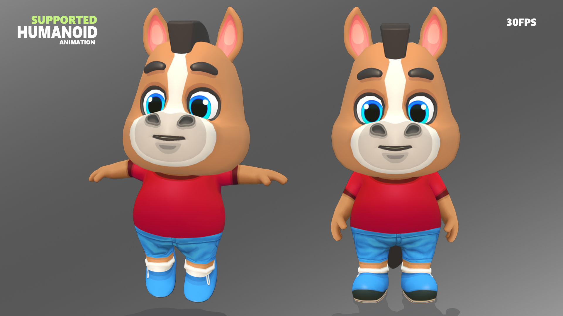 Horse Pony Animated Rigged Low-poly 3D model_3