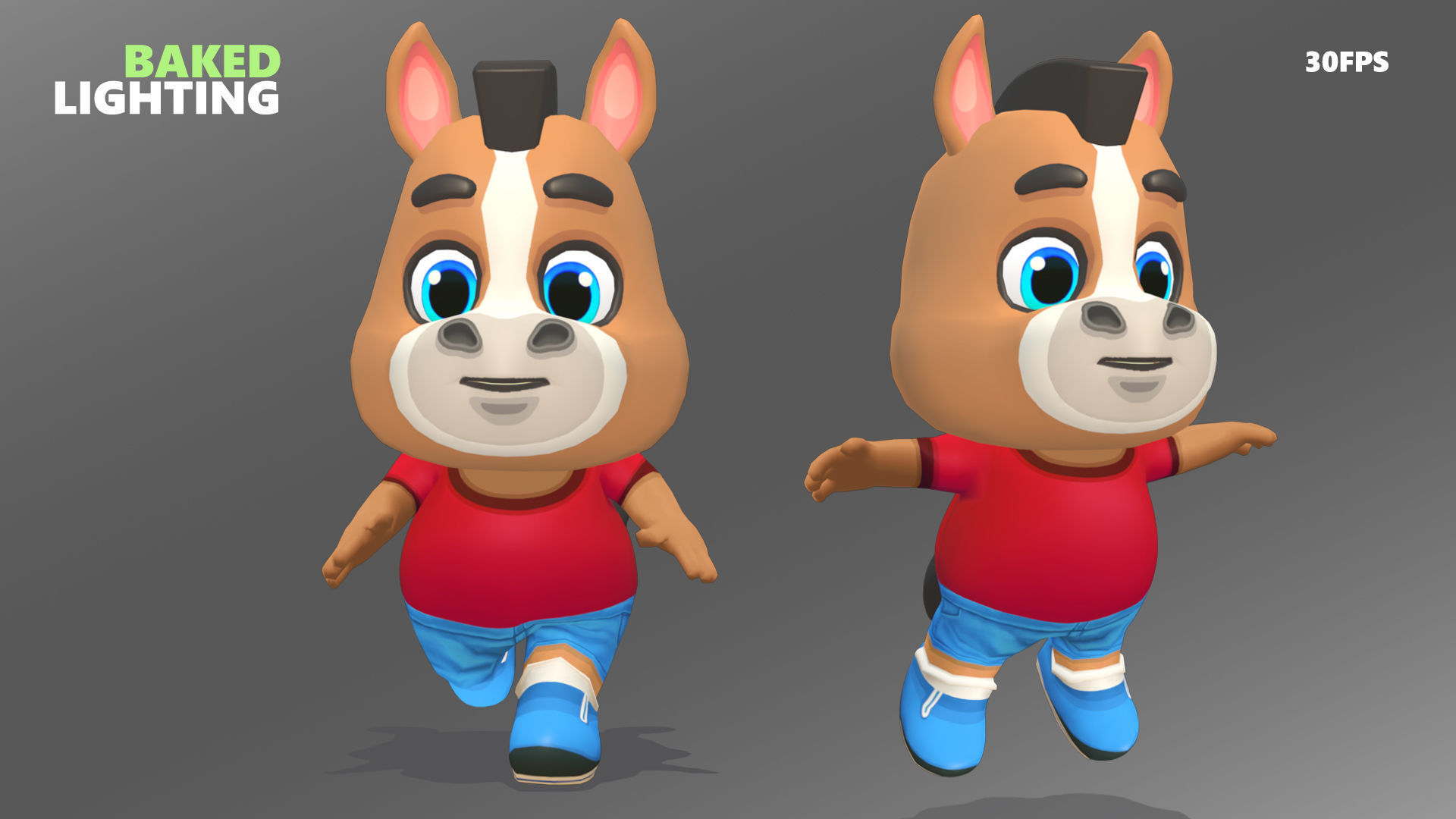 Horse Pony Animated Rigged Low-poly 3D model_6