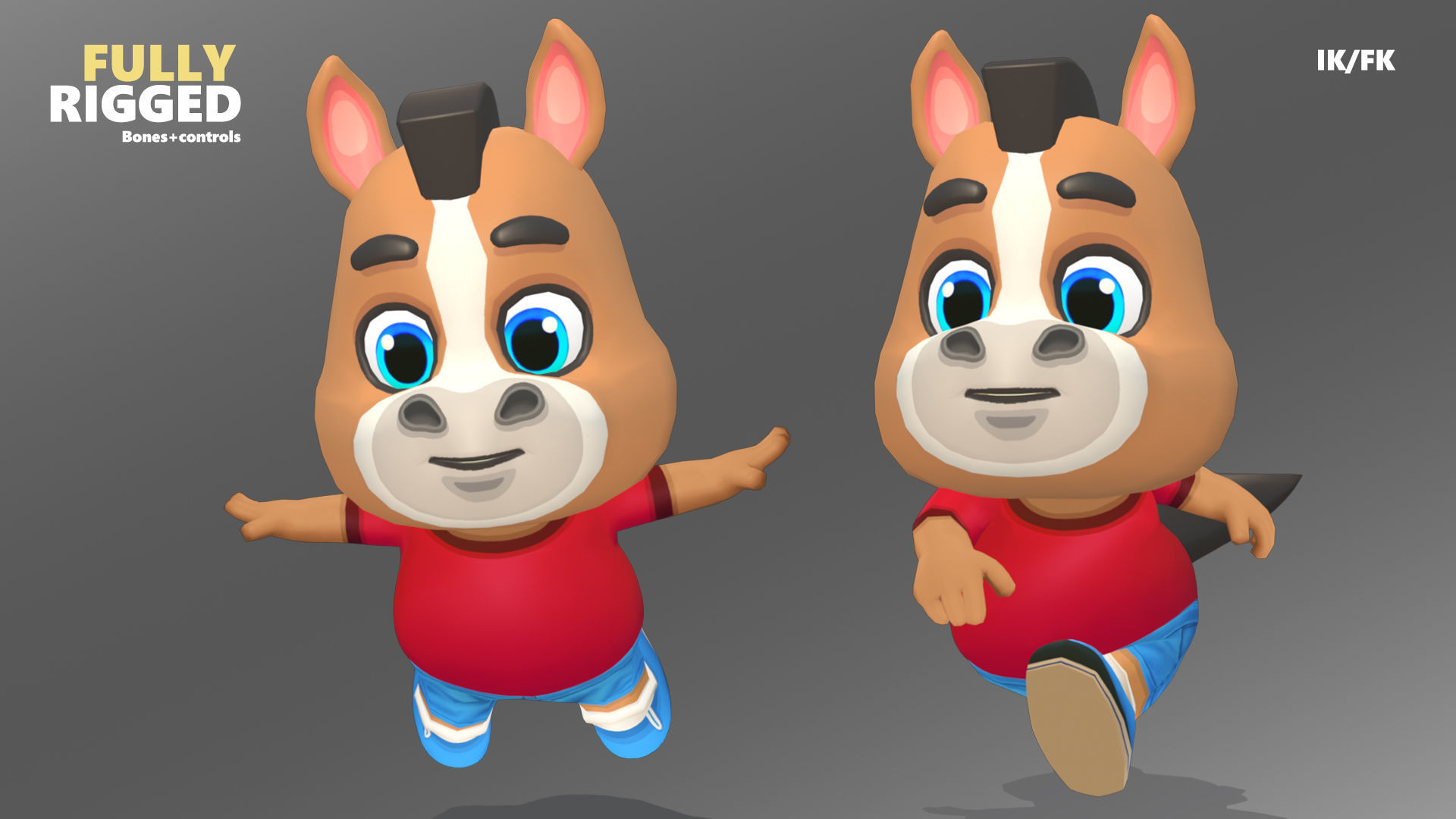 Horse Pony Animated Rigged Low-poly 3D model_7