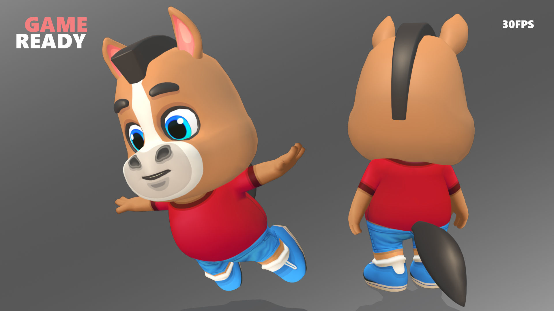 Horse Pony Animated Rigged Low-poly 3D model_9