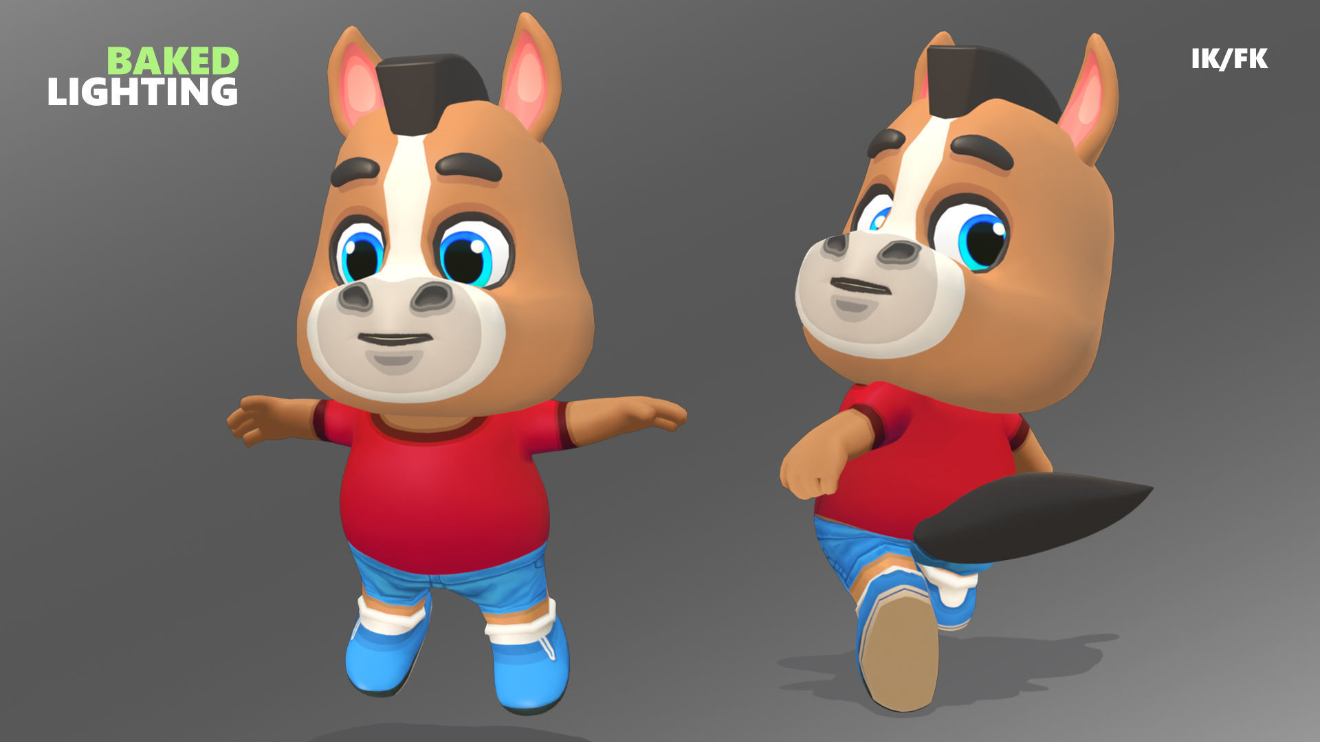 Horse Pony Animated Rigged Low-poly 3D model_8