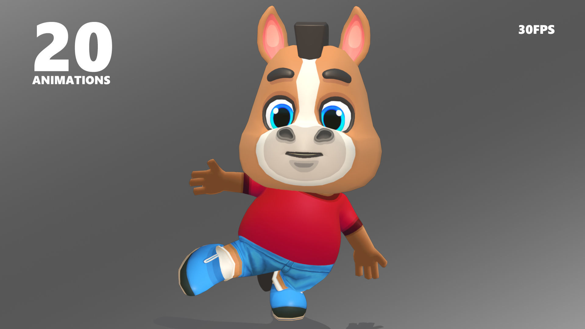 Horse Pony Animated Rigged Low-poly 3D model_13