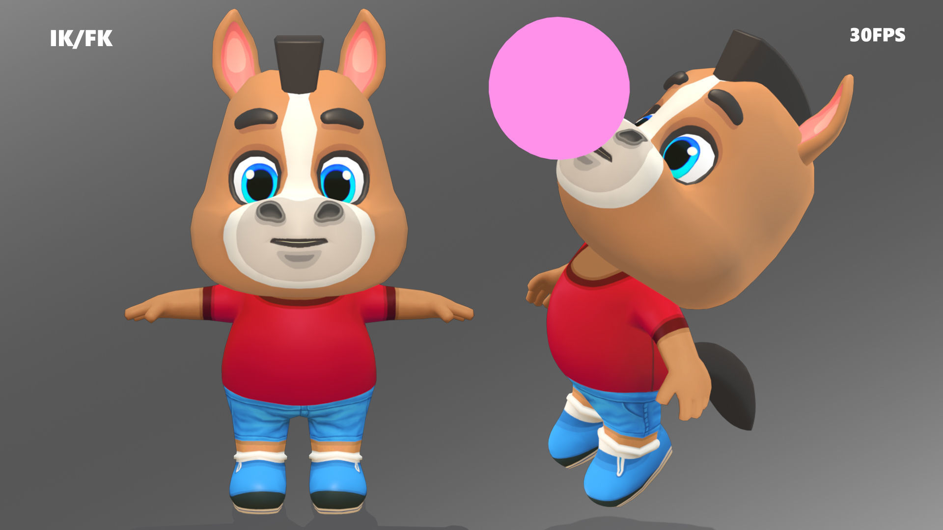 Horse Pony Animated Rigged Low-poly 3D model_11