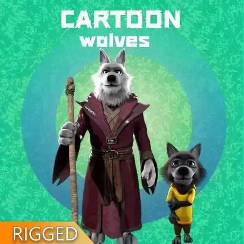 Cartoon Wolves Rigged 3D Model Collection