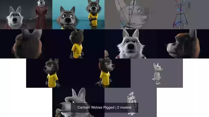 Cartoon Wolves Rigged