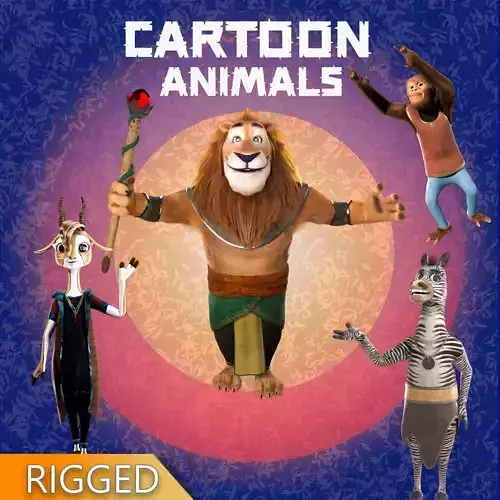 Cartoon Animals Rigged V2 3D Model Collection