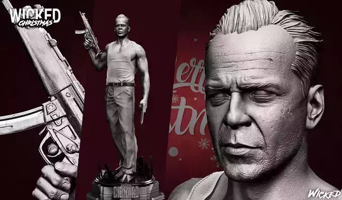 Wicked Movies John McClane Sculpture ready for 3d printing