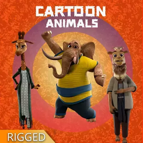 Cartoon Animals Rigged V3 3D Model Collection