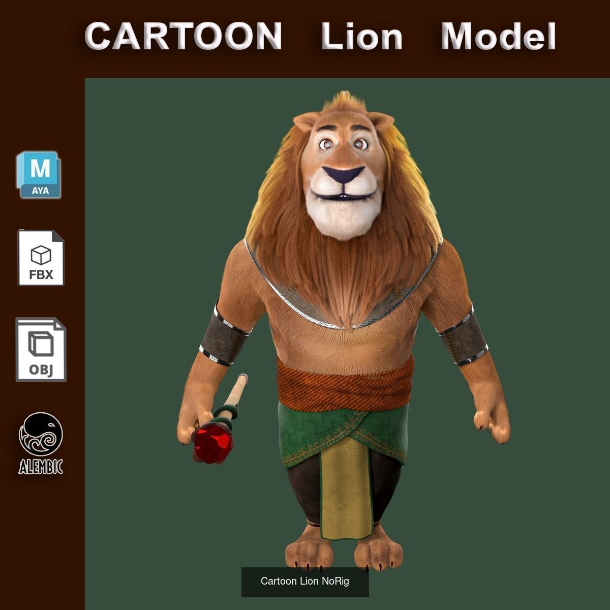 Cartoon Animals NoRig V2 3D Model Collection_5