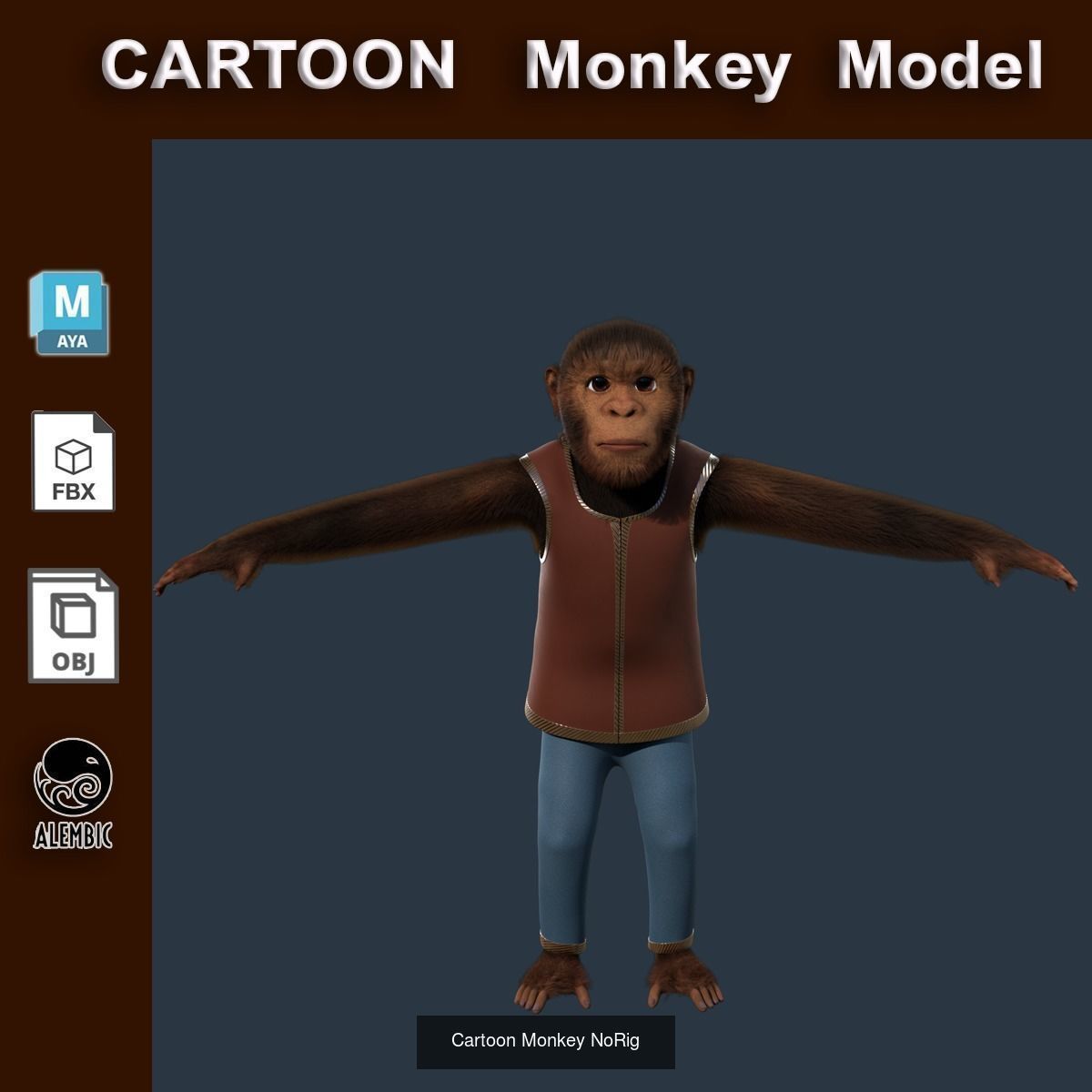 Cartoon Animals NoRig V2 3D Model Collection_4