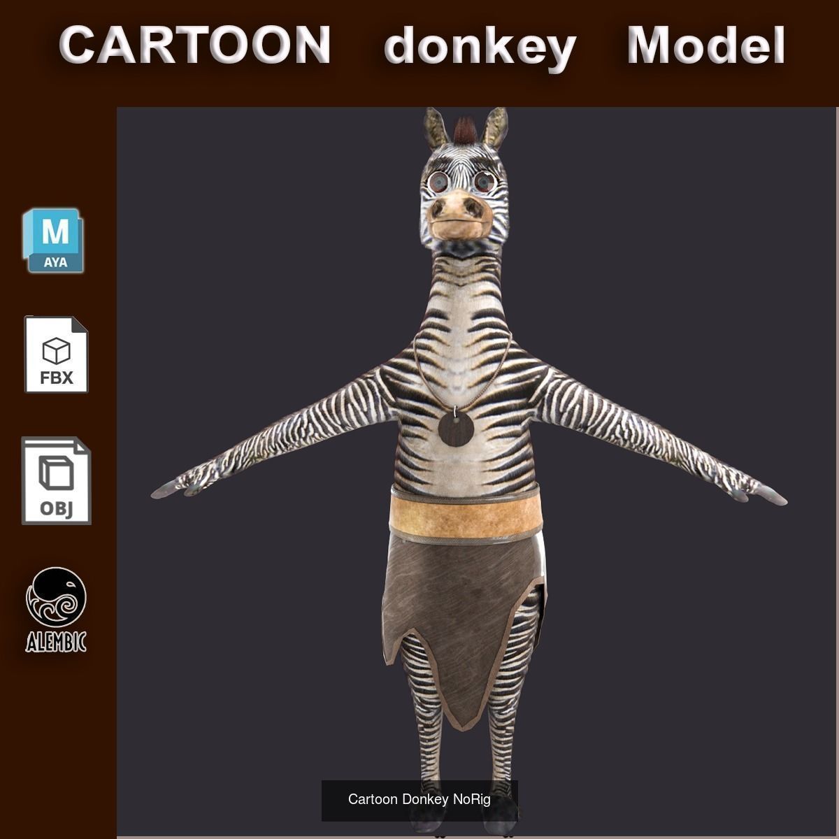 Cartoon Animals NoRig V2 3D Model Collection_3
