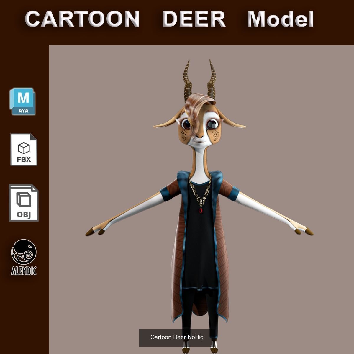 Cartoon Animals NoRig V2 3D Model Collection_2